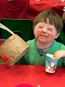 Jake Willmott enjoying his chocolate cake!