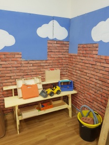 The nursery's building site is under construction! (Just like real life!